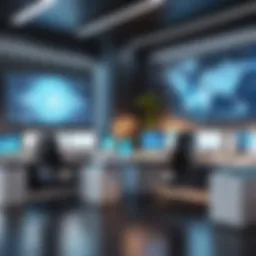 A futuristic workspace showcasing remote access technology in action.