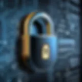 Secure data encryption concept with digital lock