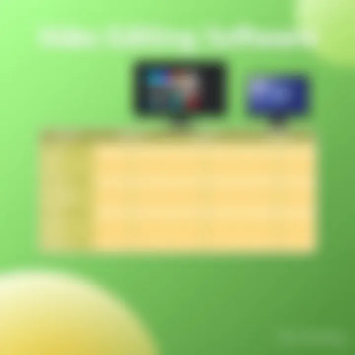 Feature comparison chart for video editing software