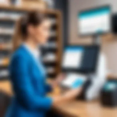Business Owner Using POS System Business owner using POS system