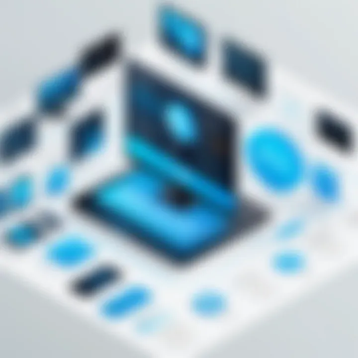 Infographic detailing functionality of B2B software solutions