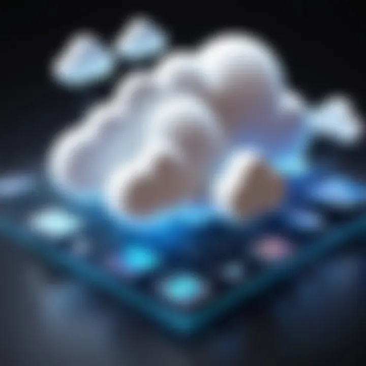 A diagram illustrating hybrid cloud solutions, highlighting integration between public and private clouds.