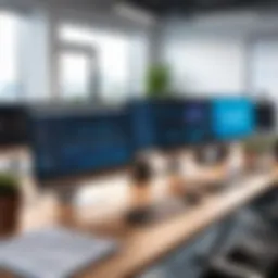 A modern office setting showcasing field-aware software in action