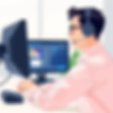 Virtual Training Experience An employee participating in a virtual training session using advanced technology.