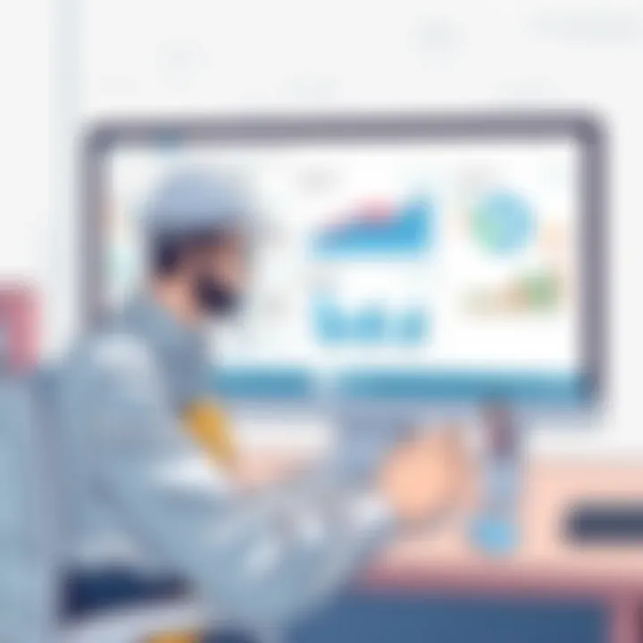 Analyzing Cost Estimates with Precision Construction professional analyzing cost estimates on a computer