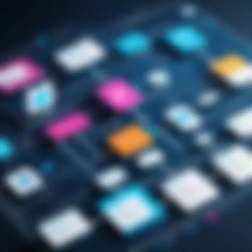 A visually striking flow chart design demonstrating various business processes