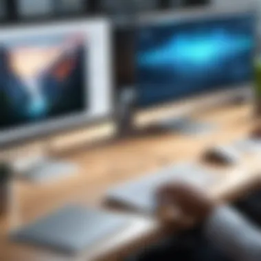 Sophisticated Virtual Workspace A sophisticated virtual workspace showcasing collaboration tools