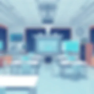 The Future of Assessments in a Tech-Driven Classroom A futuristic classroom integrating technology for remote assessments