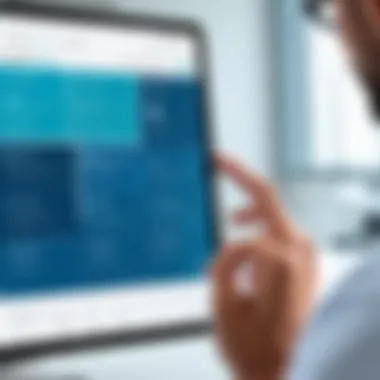 Healthcare professional reviewing patient scheduling on a device
