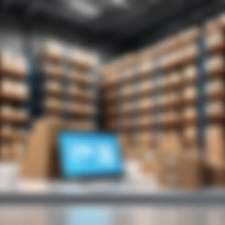 A sophisticated warehouse setup showcasing inventory management technology